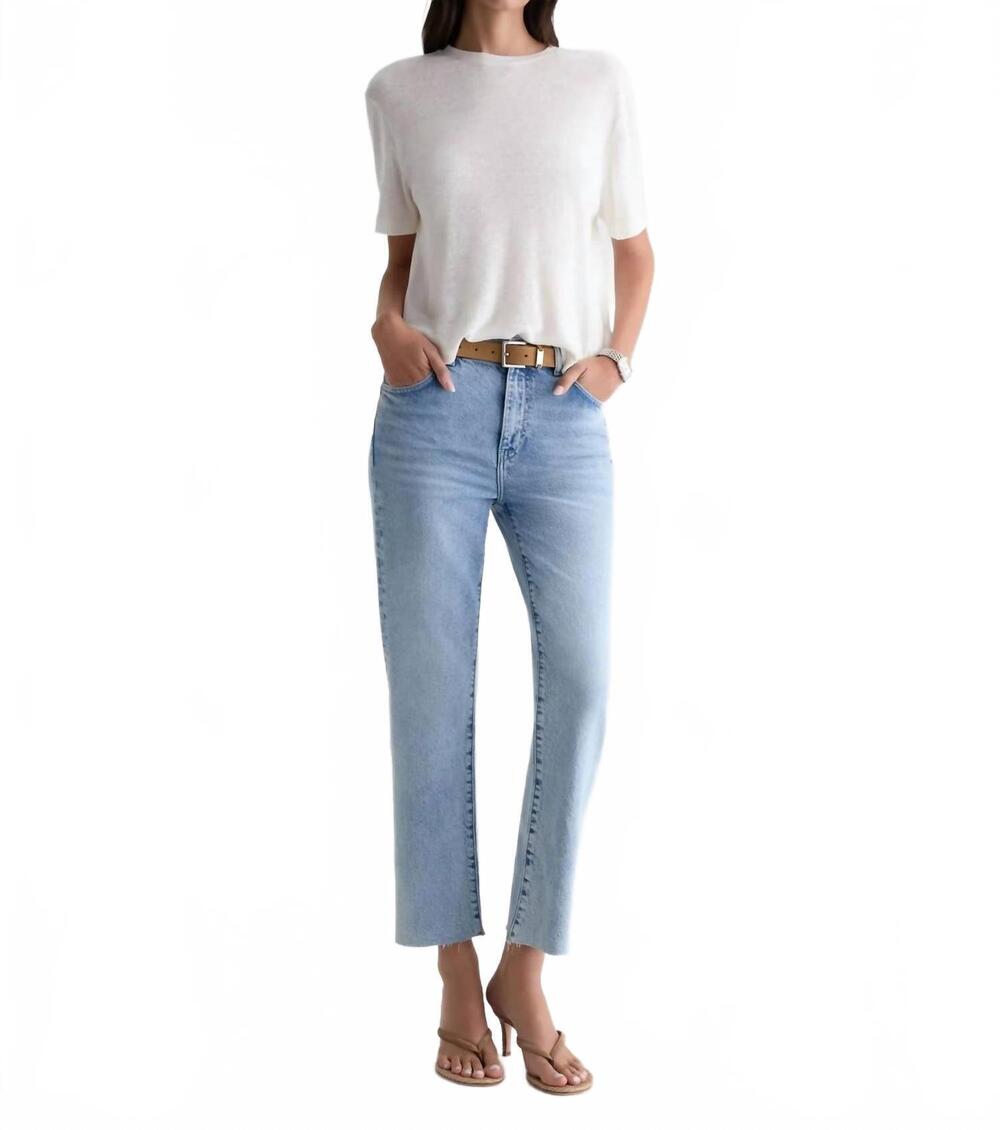 NEW AG JEANS brinley mid-rise straight crop jeans in gold country